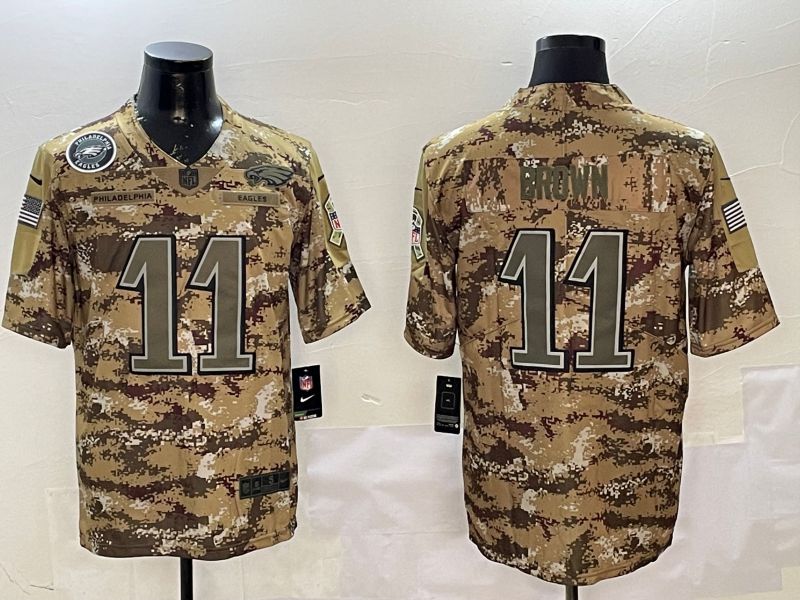 Men Philadelphia Eagles #11 Brown Camo 2025 Nike Salute to Service Limited NFL Jersey style 2123